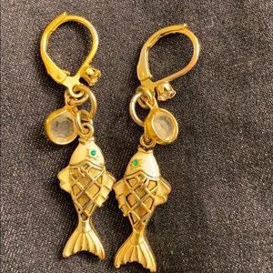 Betsey Johnson Gold Dangling Fish earrings
